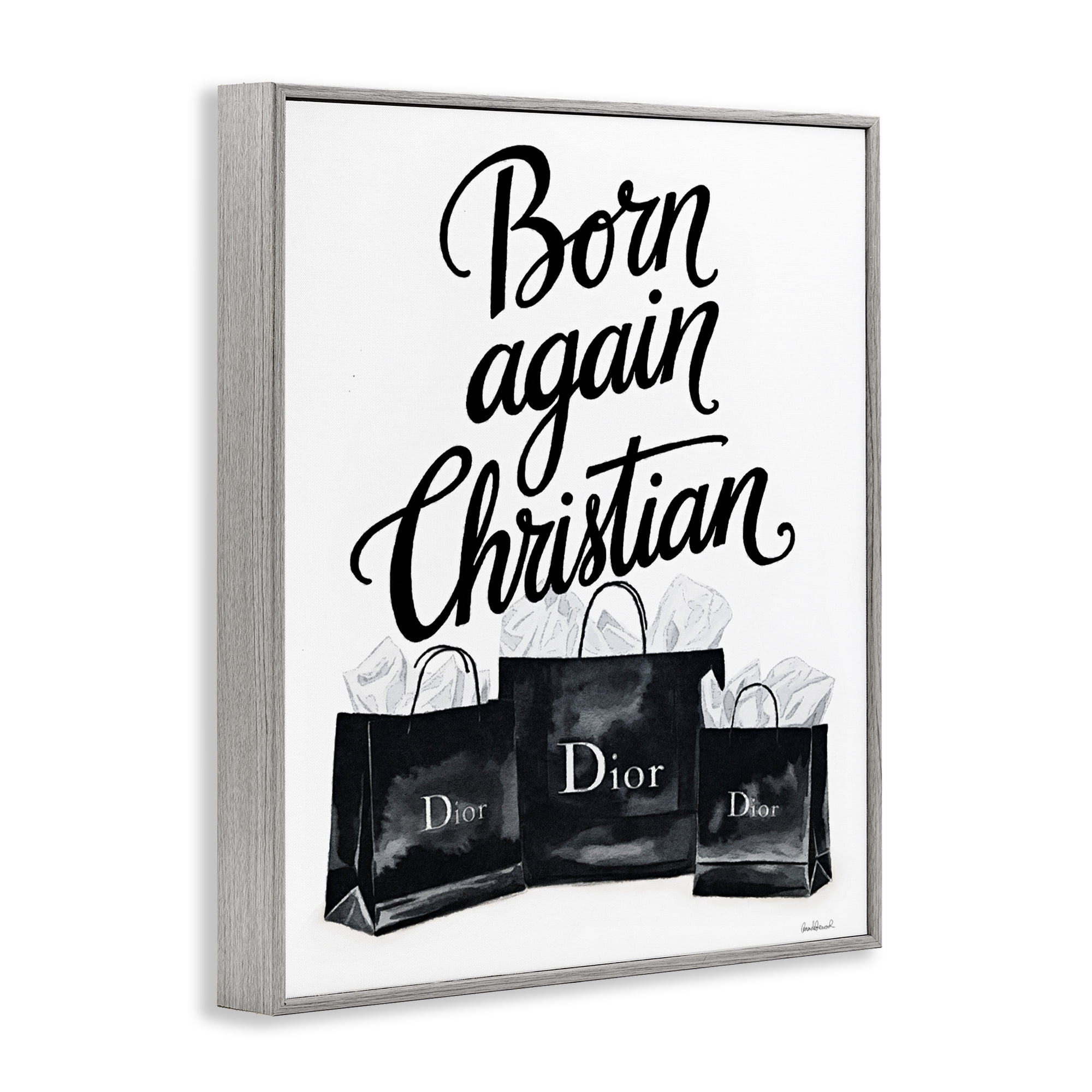 Shopping Born Again Christian Gray Framed Giclee Art, design by Amanda Greenwood