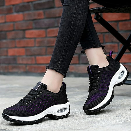

Cathalem Nice Design Women Ladies Breathable Mesh Air Cushion Mesh Casual Lightweight Soft Bottom Shoes Womens Casual Comfort Black 7.5