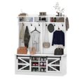 thumbnail image 6 of Dextrus 4-in-1 Entryway Hall Tree with Storage Bench, Coat Hanger, Shoe Cabinet for Hallway, Farmhouse Coat Rack with 12 Hooks, White, 6 of 9