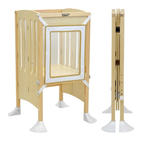 Little Partners Grow N Stow Folding Learning Tower®/Toddler Tower, Step Stool for Kids, 18m-6yrs - Natural