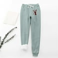 thumbnail image 2 of IROINNID Rollbacks Fleece Sweatpants for Women Fleece Christmas Deer Print Leggings Drawstring Waist Thick Warm Elastic Pants with Pockets,Green, 2 of 9