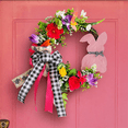 thumbnail image 2 of Corona de Pascua para decoración de puerta de entrada, guirnalda de flores de conejito de Pascua para puerta de entrada, decoración de primavera para puerta, pared y ventana, 2 of 3