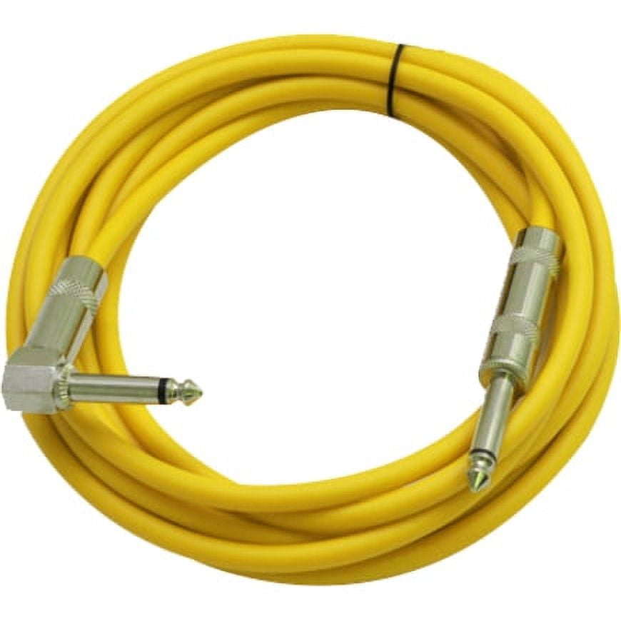 Seismic Audio 2 Pack - 10' Yellow Guitar Cable TS 1/4" to Right Angle - Instrument Cord - SAGC10R-Yellow-2Pack