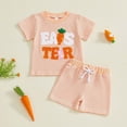 thumbnail image 2 of XZNPDUCQ Toddler Baby Girl 2PCS Short Sleeve Tops Elastic Waist Shorts Outfits Set Playwear Beach Outfits 18-24 Months,Orange, 2 of 7