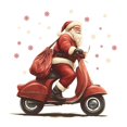 thumbnail image 3 of Adhesivos de pared con dibujos animados navideños de Papá Noel montando un scooter, 3 of 4
