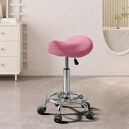 rolling saddle stool pu leather product