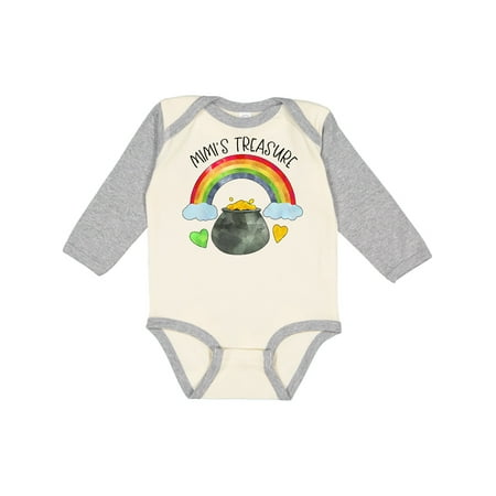 

Inktastic Mimi s Treasure St. Patrick s Day Rainbow and Gold Gift Baby Boy or Baby Girl Long Sleeve Bodysuit