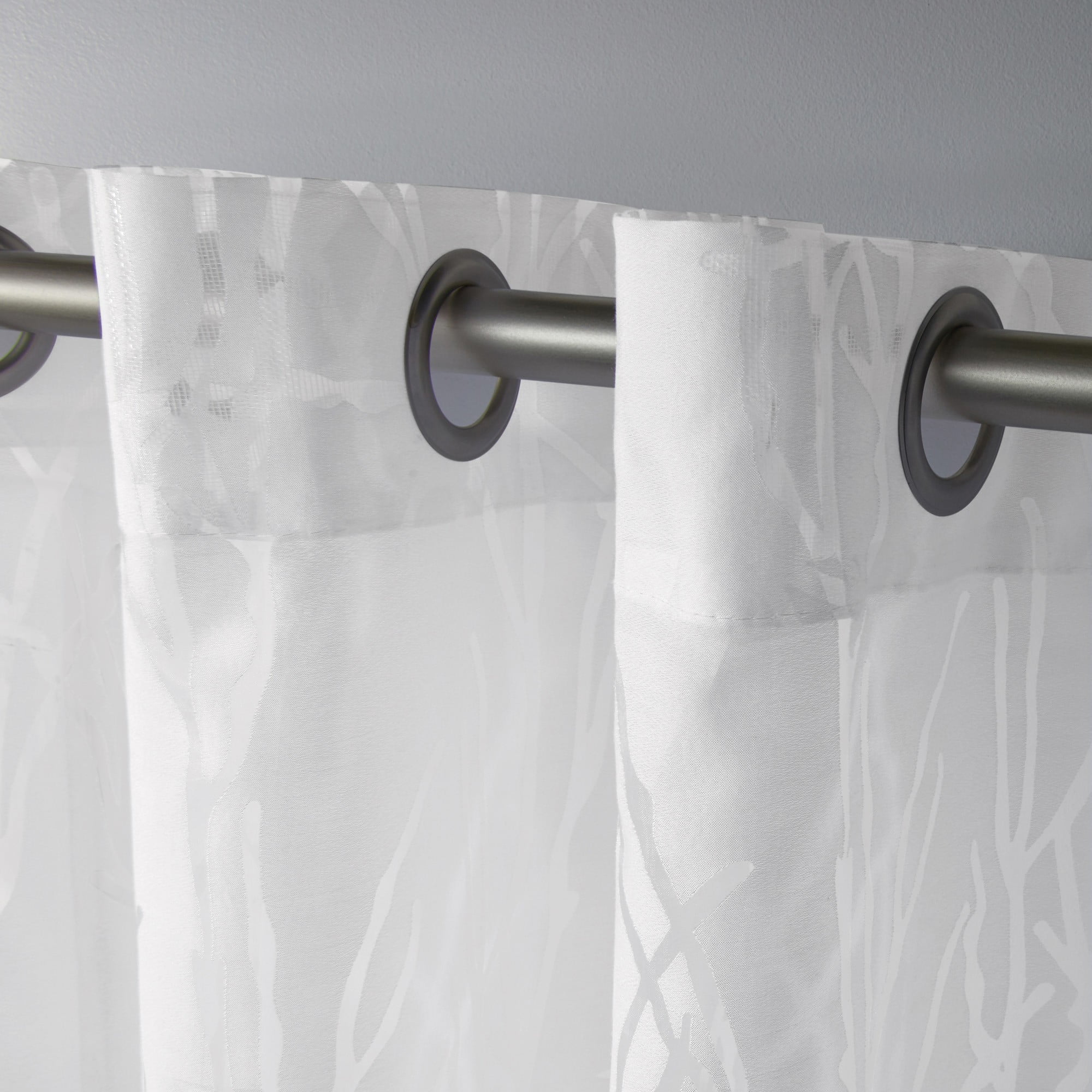 Exclusive Home Edinburgh Sheer Branch Burnout Grommet Top Curtain Panel Pair, 52"x84", Winter White