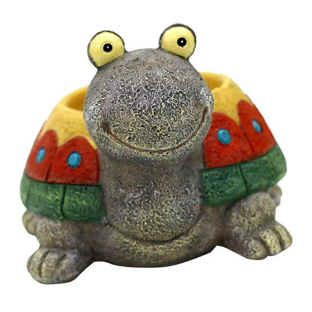 Maceta de resina con forma de tortuga, decoración de jardín, maceta pequeña para plantas de cactus