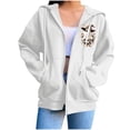 thumbnail image 5 of Edvintorg Women's Coats Halloween Printed Hooded Zip up Jacket Long Sleeve Loose Casual Outerwear with Pocket Plus Size Womens Clothes White S-3XL, 5 of 8