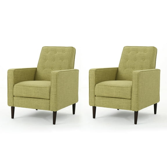 Mason Mid Century Modern Fabric Recliner, Set of 2, Muted Green