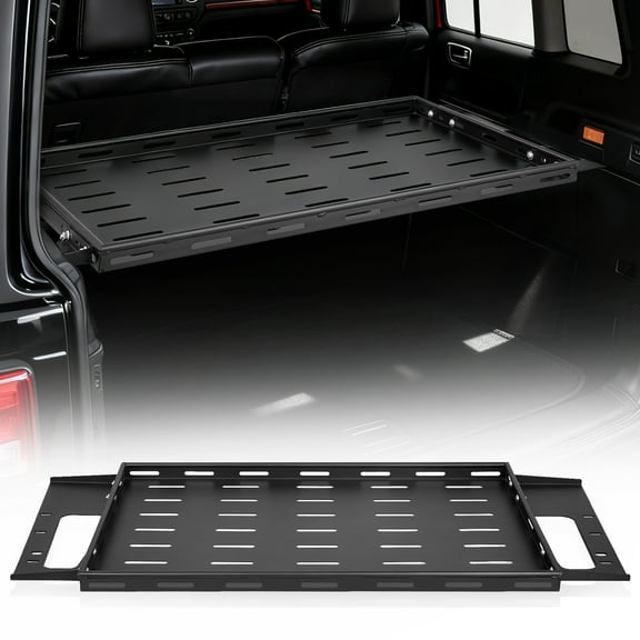 VEVOR Rear Trunk Cargo Rack, for 2021-2024 Ford Bronco, 300 lbs Capacity, Carbon Steel Basket Tray Interior Storage Luggage Carrier with Net, Back Shelf Stand Organizer for Camping Trip Gear, Black