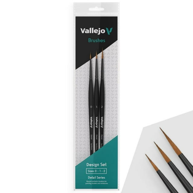 Set de Pinceles para Detalles Vallejo Tamaños 0, 1 y 2 Sintéticos