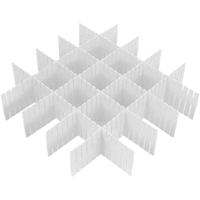 Separadores de cajones JM organizador de almacenamiento de cajones ajustable rejilla de plástico para oficina cocina 8 Uds blanco