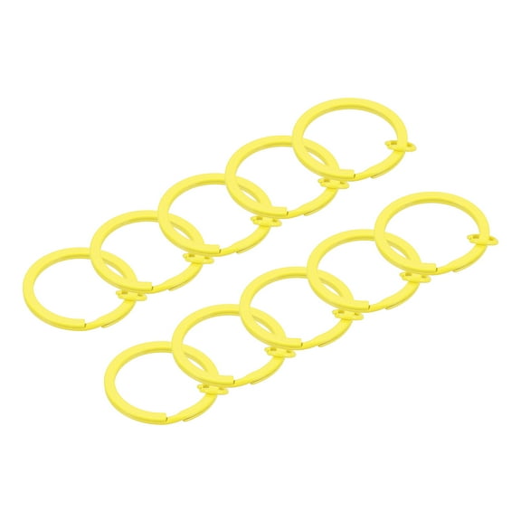 Uxcell Split Keychain Rings 10Pack Round Flat Key Holder with Open Jump Ring, Yellow