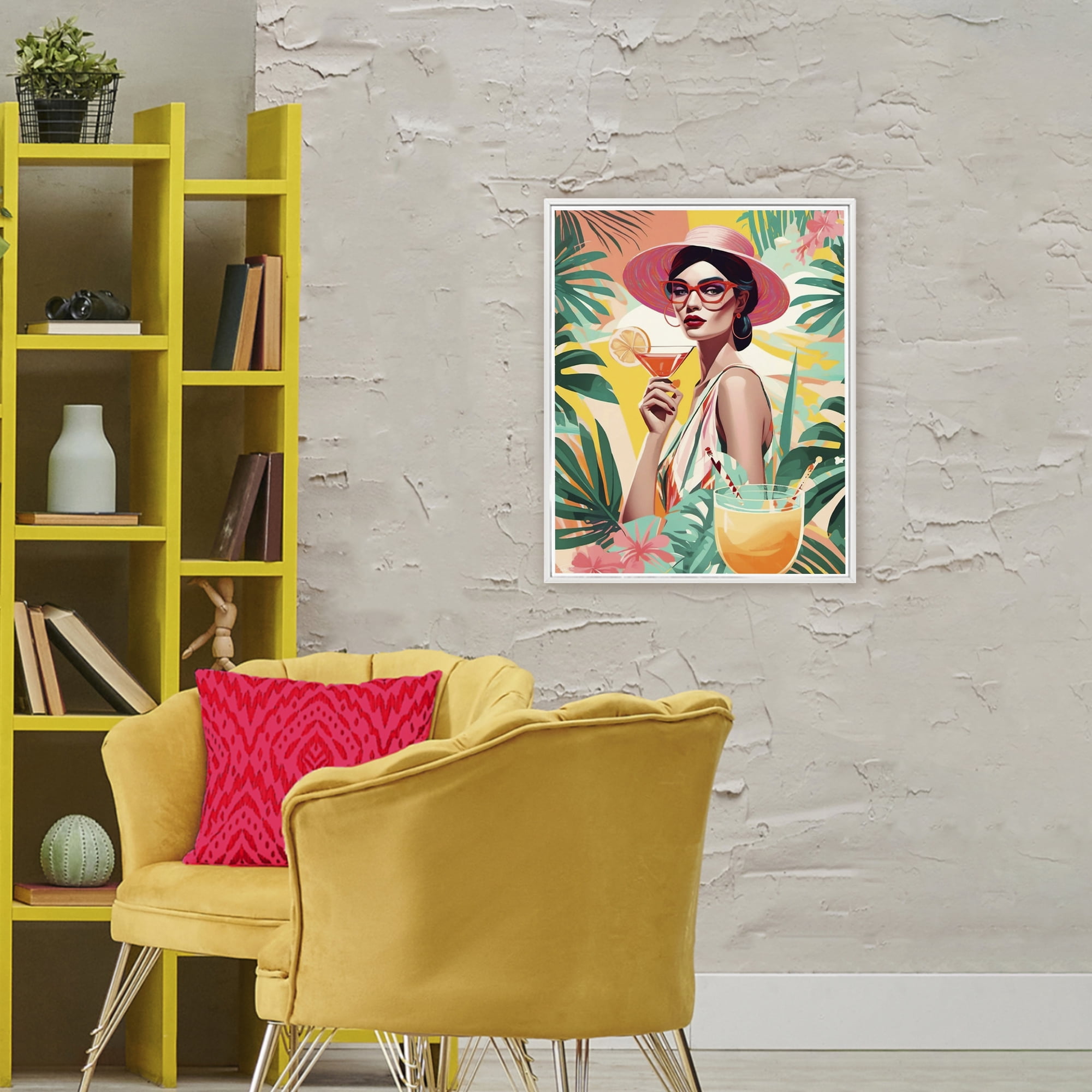 Stupell Industries Exotic Summer Cocktail White Framed Giclee Art, design by Tabz Jones