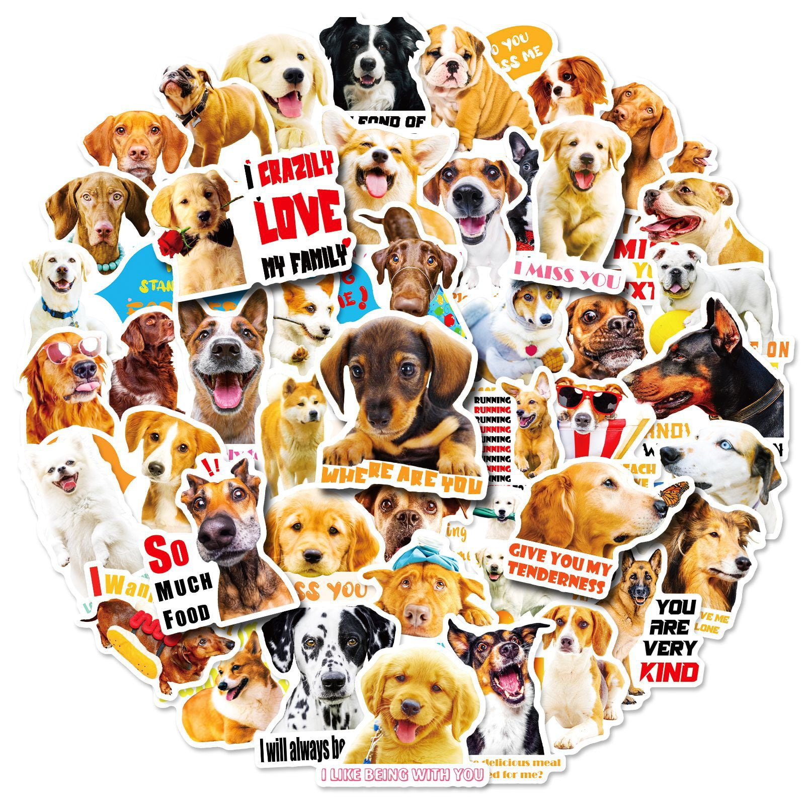 Hongchun 50pcs Cute Dog Stickers Pack for Water Bottle Dog Gifts for Adults Women Teens Girls Boys Vinyl Waterproof Funny Animal Puppy Stickers