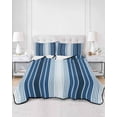 thumbnail image 3 of Quilts Full Size, Navy Blue Stripe Soft Comforter Bedding Set for Bed, Modern Blue Ombre Vertical Striped Lightweight Quilted Bedspread with Pillow Cover(2 Pieces) for All Season, 78x90 Inch, 3 of 6