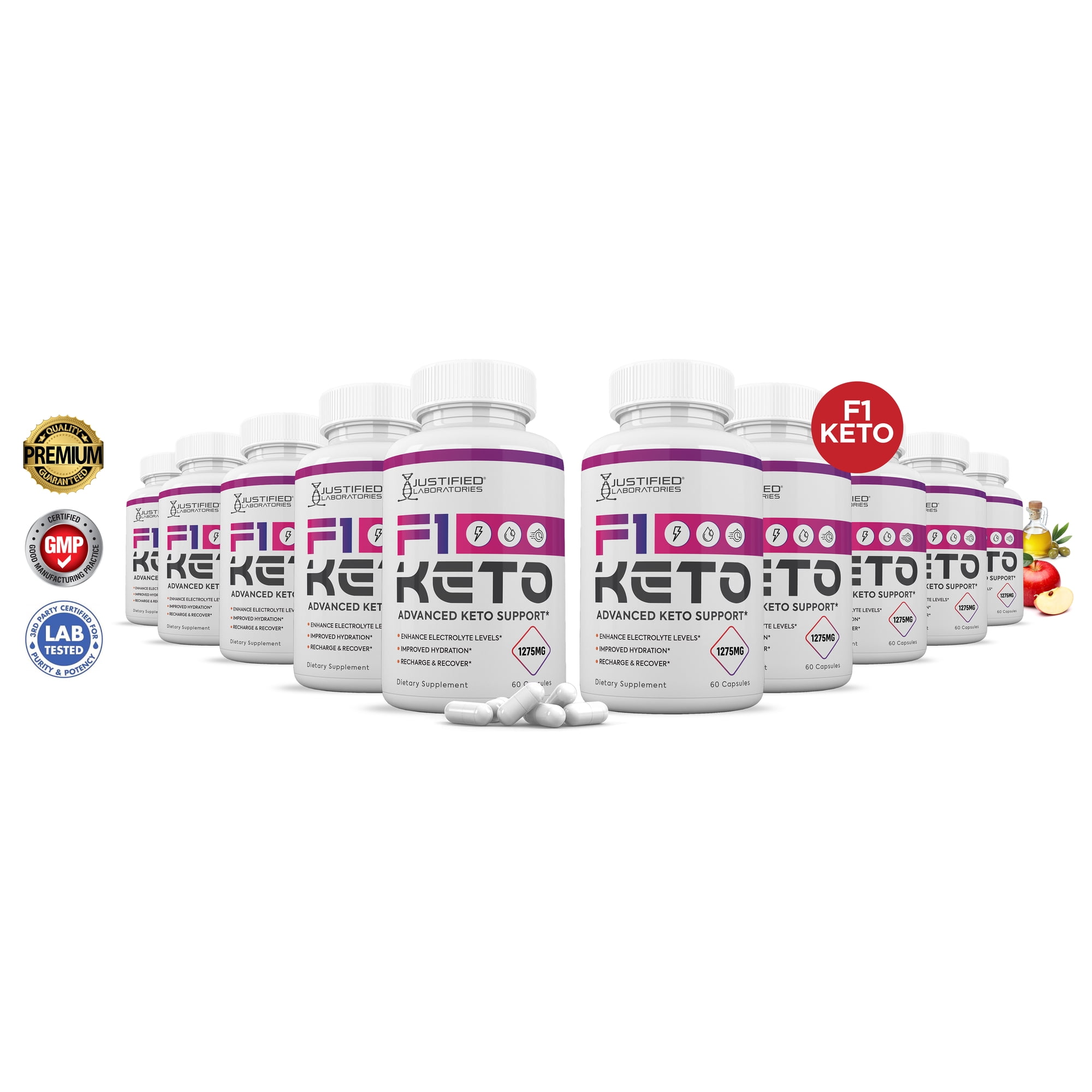 (10 Pack) F1 Keto ACV Pills 1275mg Alternative to Gummies Dietary Supplement 600 Capsules
