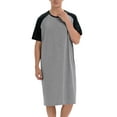thumbnail image 2 of Youloveit Men’s Pajamas Short Sleeve T-shirt Style Sleep Shirt Colorblock Big&Tall Men's Nightshirt Nightwear Comfy Robe Kaftan Nightgown,up to size 3XL, 2 of 6