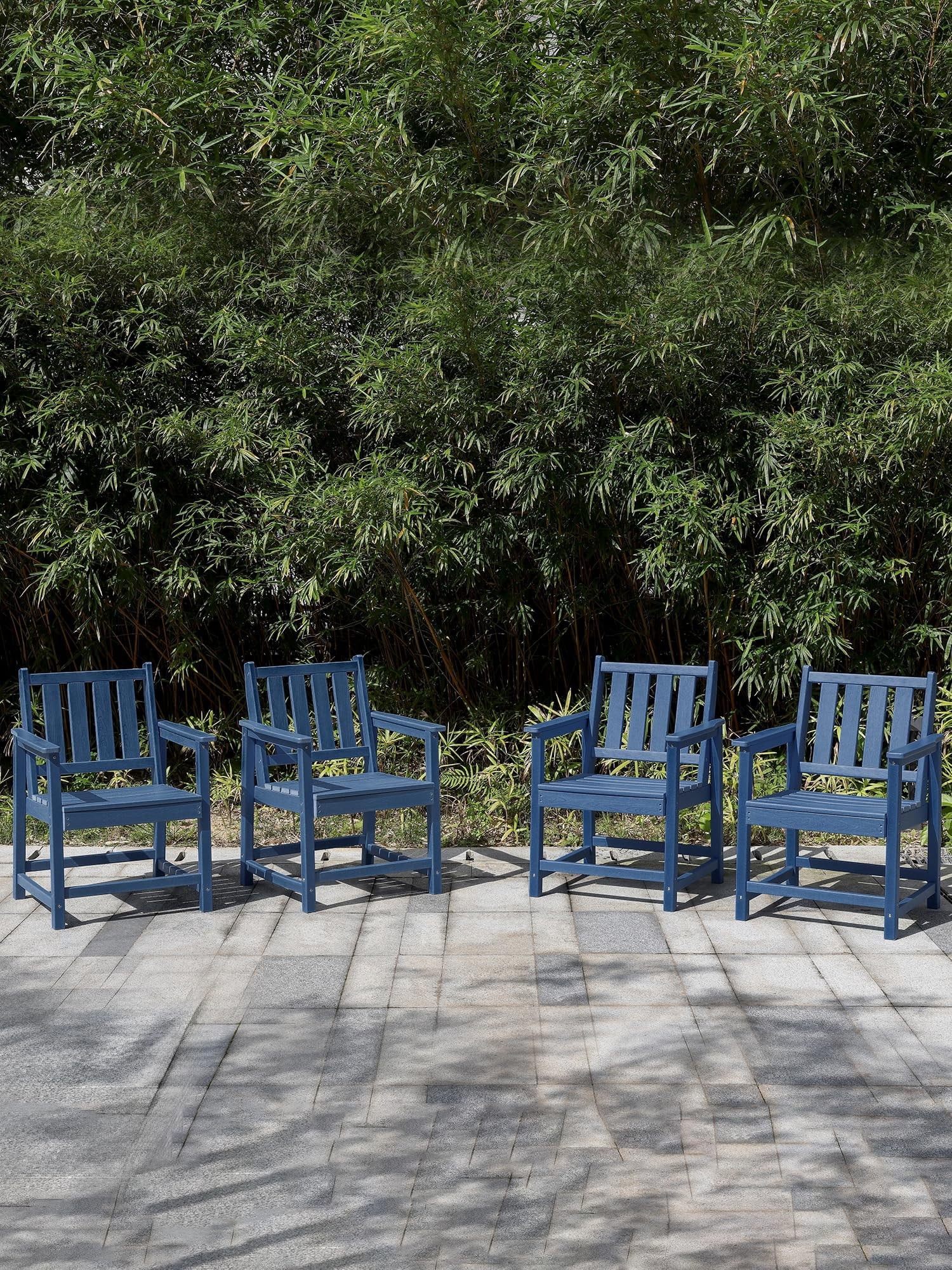 HDPE Dining Chair Set of 4, All Weather Outdoor Dining Chairs with Ergonomic Backrest, Heavy Duty Patio Chairs for Backyard, Garden, Poolside, Deck, Navy