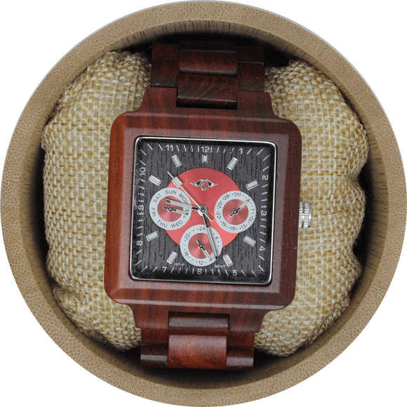 Angie Wood Creations Red Sandalwood Men’s Watch With Red Sandalwood Bracelet