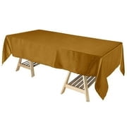 Efavormart Rectangle Satin Tablecloth, 60x102 Smooth Oblong Washable Table Cloth, Decorative Silky Fabric Table Cover for Wedding, Party, Banquet- Gold