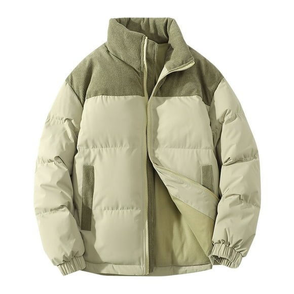 DondPO Puffer Jacket Womens Women's Winter Coats Corduroy Puffer Jacket Men Casual Zip Up Long Sleeve Lightweight Down Jackets Winter Jackets for Women Furry Jacket Green XL Clearance!