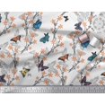 thumbnail image 3 of Soimoi White Cotton Jersey Fabric Flower & Butterfly Decor Fabric Printed BTY 58 Inch Wide, 3 of 5