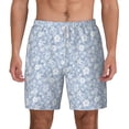 thumbnail image 3 of Uemuo Gray White Floral Pattern Mens Swim Trunks Quick Dry Board Shorts with Mesh Lining, Stretch Beach Shorts Quick Dry No-Chafing Board Shorts-X-Large, 3 of 9