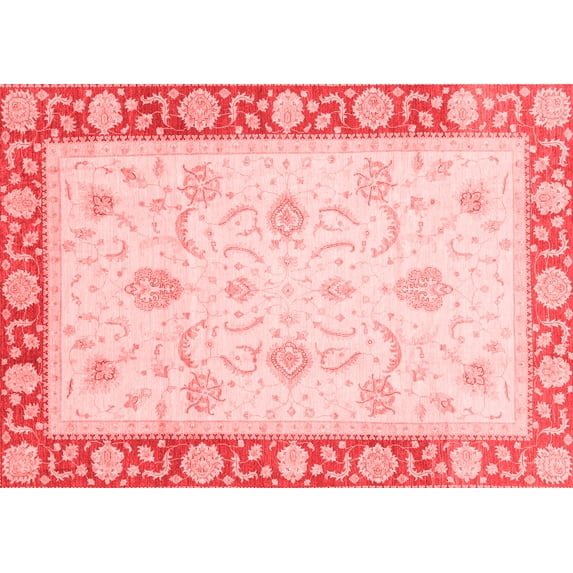 Ahgly Company Machine Washable Indoor Rectangle Abstract Red Modern Area Rugs, 6' x 9'