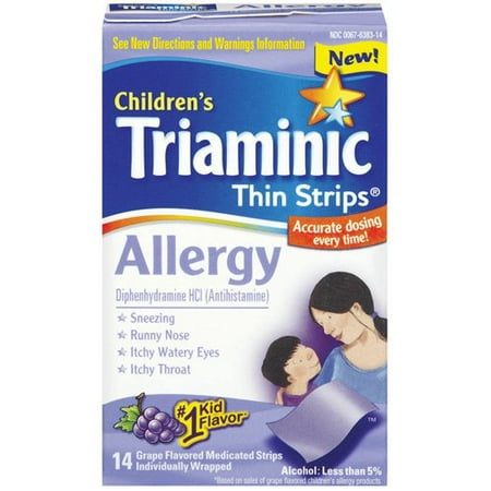 Children's Triaminic Grape Allergy Thin Strips, Less than 5% Alcohol, 14 Count