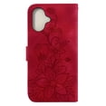 thumbnail image 4 of For iPhone 16 Plus 6.7" lily Embossed Strong Magnetic Attachment/Closure, Card Slots/Pocket, PU Leather Flip Wallet Case ﻿,Red,For iPhone 16 Plus, 4 of 7