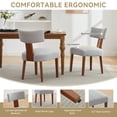 thumbnail image 3 of Hassch Linen Upholstered Dining Chairs Set of 2, Modern Armless Kitchen Chairs with Curved Backrest and Rubber Wood Legs, for Home Office and Living Space, Gray, 3 of 10