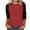 Wine 3/4 Sleeve Tshirts, variant on Htigea Women's Raglan 3/4 Sleeve Tshirts Patchwork Crewneck Pullover Tops Trendy Baseball Sport Tees Wine,S