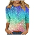 thumbnail image 2 of Shorts pour Femmes Mode Col Rond Manches Courtes Robe Pull Imprimée Manches Courtes Tailles : S-5TG, 2 of 5