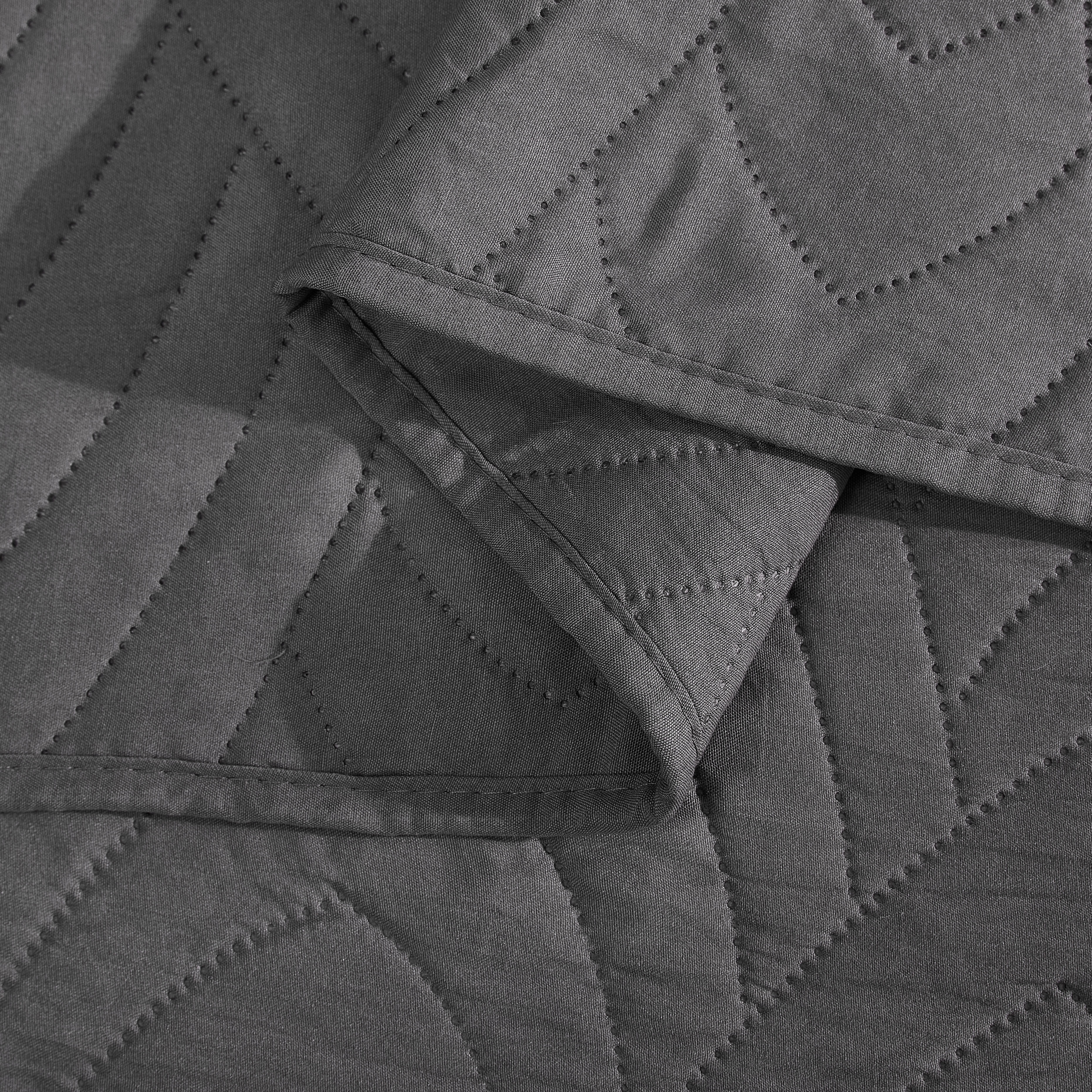 THD Winston - 3 Piece Full Queen Size Quilt Set, Lightweight Queen Bedspread Coverlet Set (Full/Queen, Charcoal Grey)