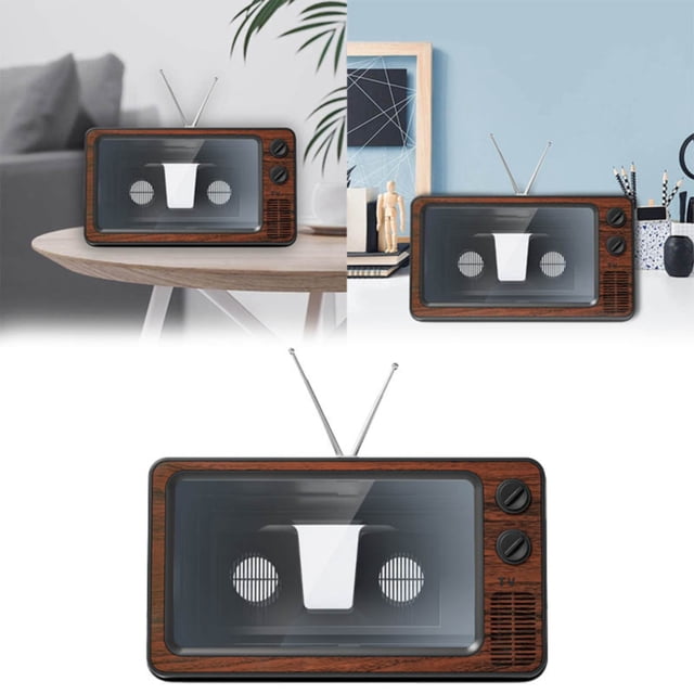 Cqxid Desktop Ornament Under $15 Retro TV 3D Screen Magnifier TV Desktop TV Mobile Screen Magnifier Retro Creative Mobile Phone Stand Home Projector