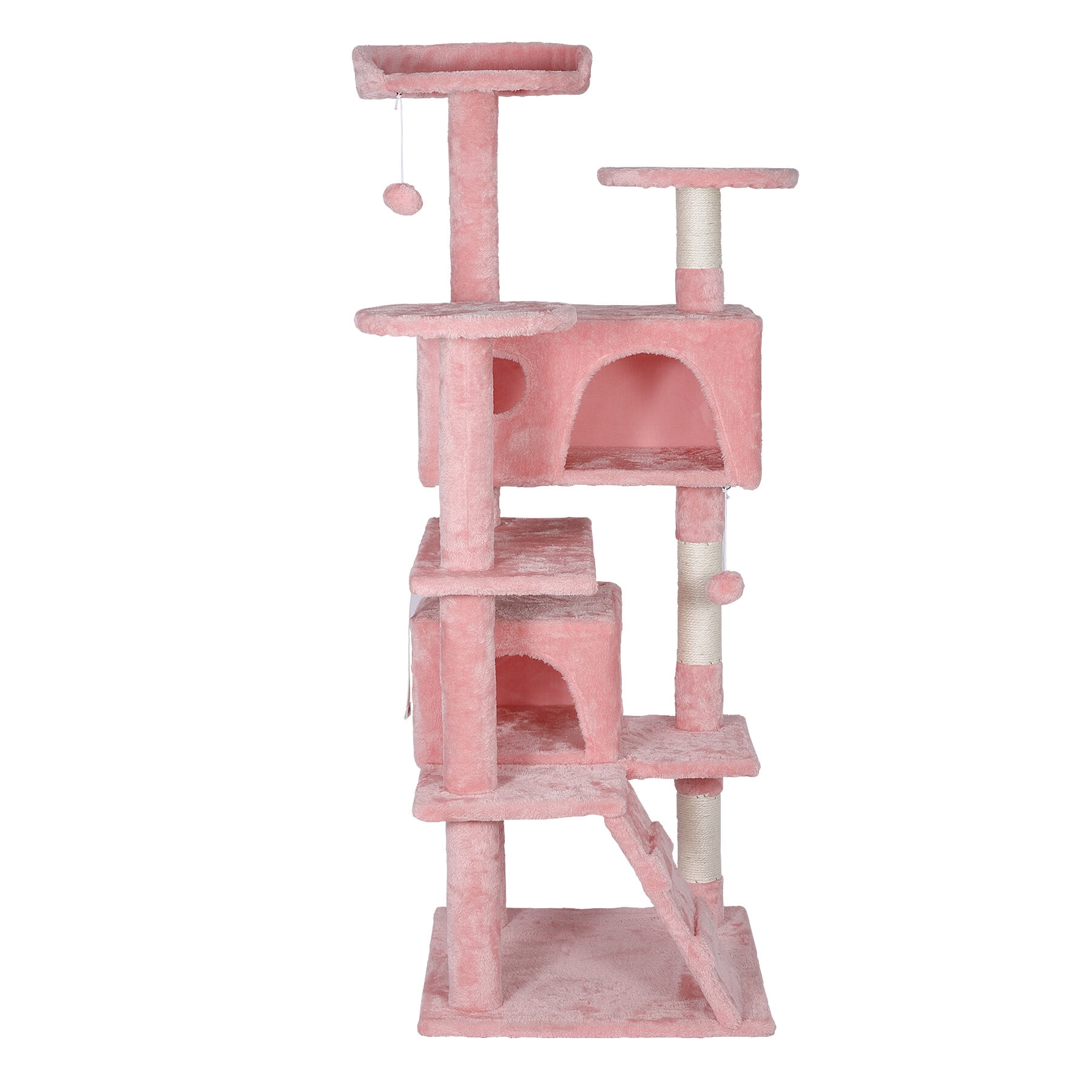 ZENY 55" Cat Tree Multi-Levels Condos Scratching Post Tower Play House, Pink
