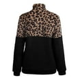 thumbnail image 6 of VISALY Womens Zip Up Hoodies Thick Sweaters Leopard Print Sweater Women's Stitching 1/4 Zipper Collar Top Double Fleece Warm Jacket with Pockets Casual Sweaters Sweater Pullover Tunic Sweater Black L, 6 of 8