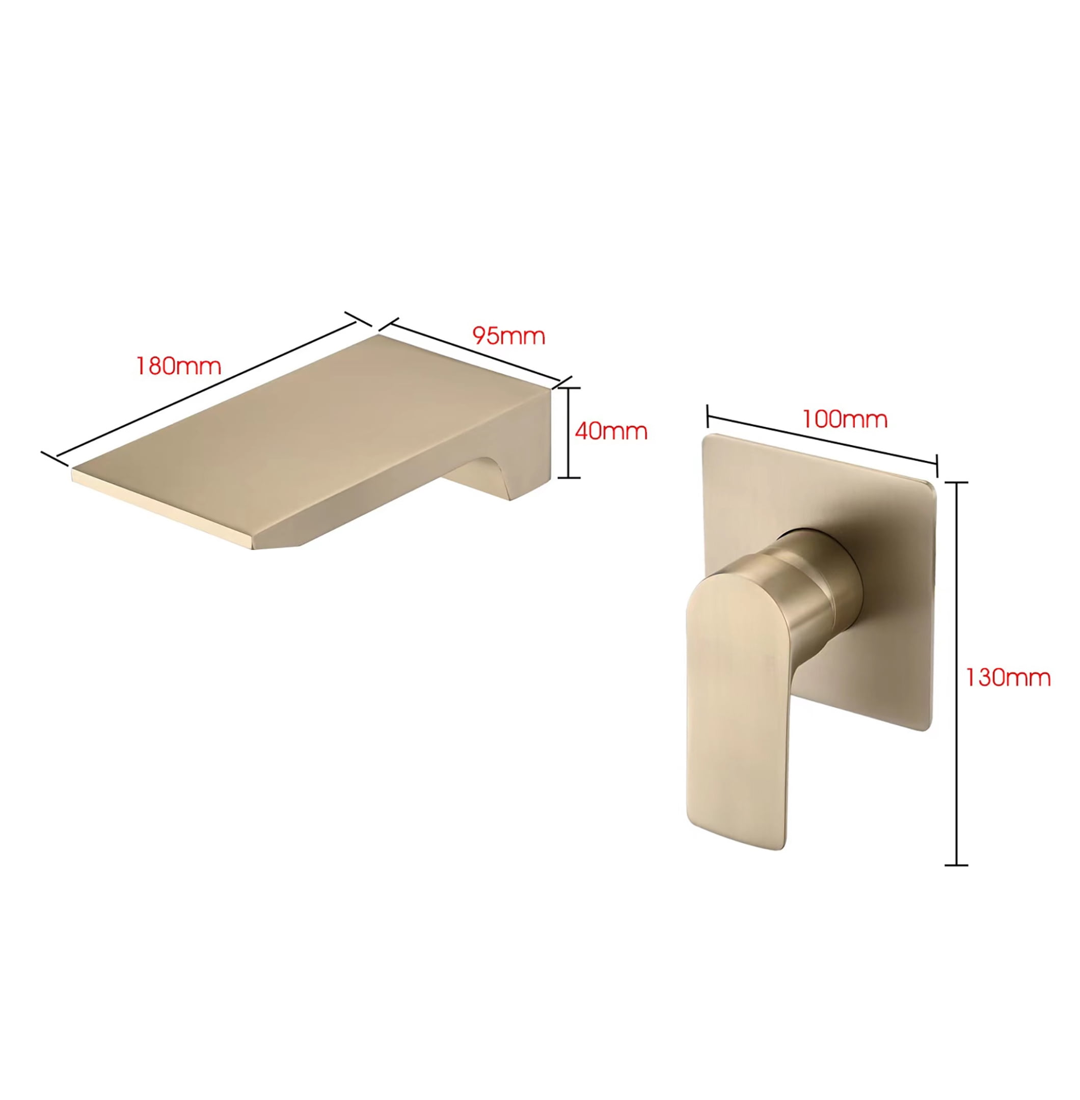 Wall Mount Bathtub Faucet Brushed Finish, Single Handle Waterfall Tub Spout, Modern Bathroom Faucet with Shelf, Stainless Steel
