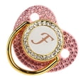 thumbnail image 2 of Chupete de silicona dorado con diseño curvo y diamantes de imitación para bebé, ideal para alimentar con leche en polvo (letra F), 2 of 14