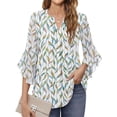 thumbnail image 3 of Fantaslook Blouses for Women 3/4 Ruffle Sleeve Summer Tops V Neck Business Work Blouse Dressy Casual Shirts, 3 of 9