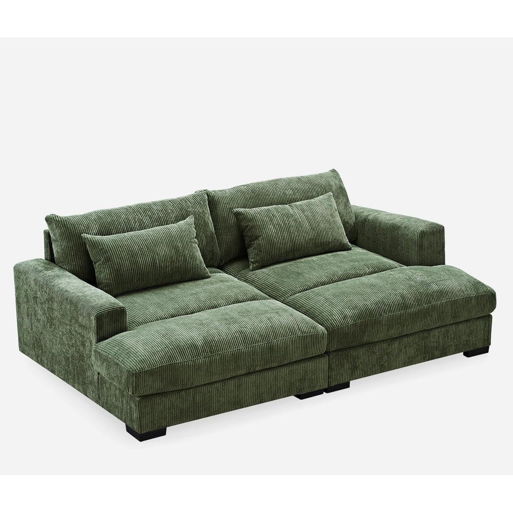 Uspridefurniture Soft Corduroy Modern and Comfortable Upholstery Luxe Sleeper Sofa, Green