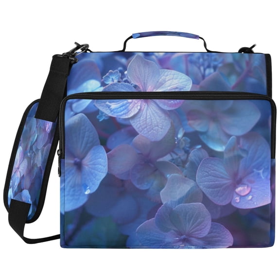 ALAZA Zipper Binder Hydrangeas with Water Drop Pattern 2 inch 3 Ring 500 Sheet Capacity Trapper Keeper File Folder Organizer Bag