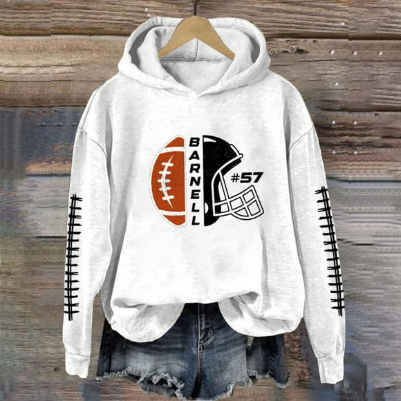 WILLBEST Essentials Hoodie Football Shirts for Women Football Number Shirt Football Mom Shirt for Football Lover Game Day Shirt Van Hoodie