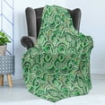 thumbnail image 4 of East Soft Flannel Fleece Throw Blanket, Classic Design Swirl Doodle Floral Illustration Curvy Outline Style Retro, Cozy Plush for Indoor and Outdoor Use, 50" x 60", Black Green, by Ambesonne, 4 of 5