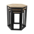thumbnail image 3 of Contemporary Home Living Set of 3 Brown Contemporary Hexagon Nesting Tables 24.75", 3 of 4