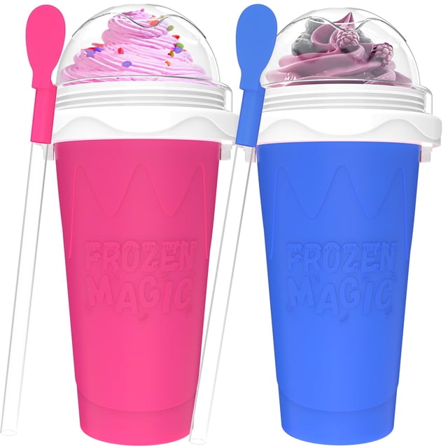 Set de 2 Vasos para Granizados Jairuty Azul y Rosa
