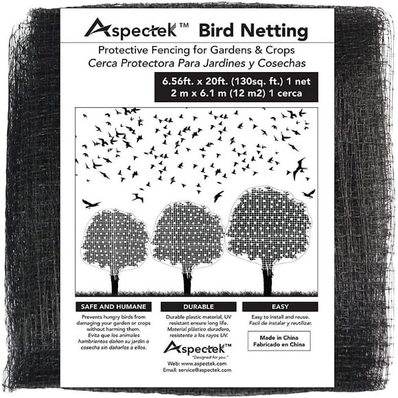 Aspectek Bird Netting Protective Fencing for Gardens and Crops, 7 X 20 Feet Netting Bird Block Garden Fence